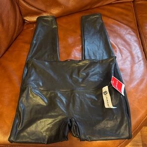 SPANX Black Faux Leather Leggings XL